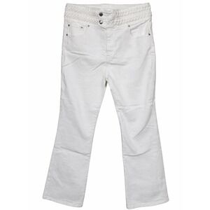Derek Lam 10 Crosby White Flare Denim Jeans Size 32 High Rise Braided Waist USA